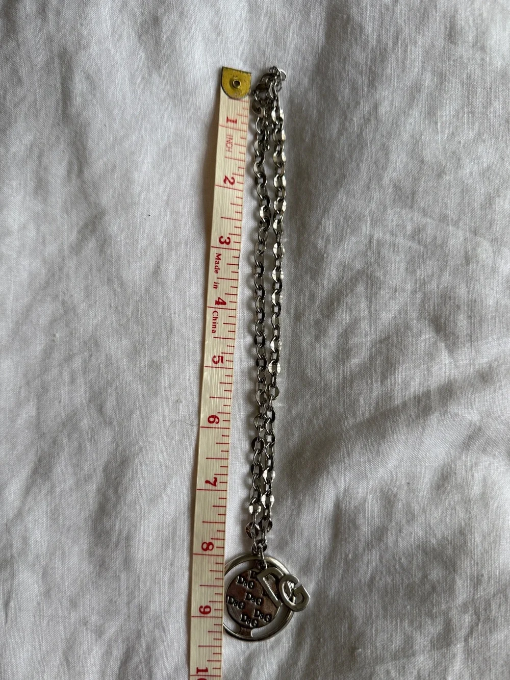 D&G Silver Logo Pendant Necklace